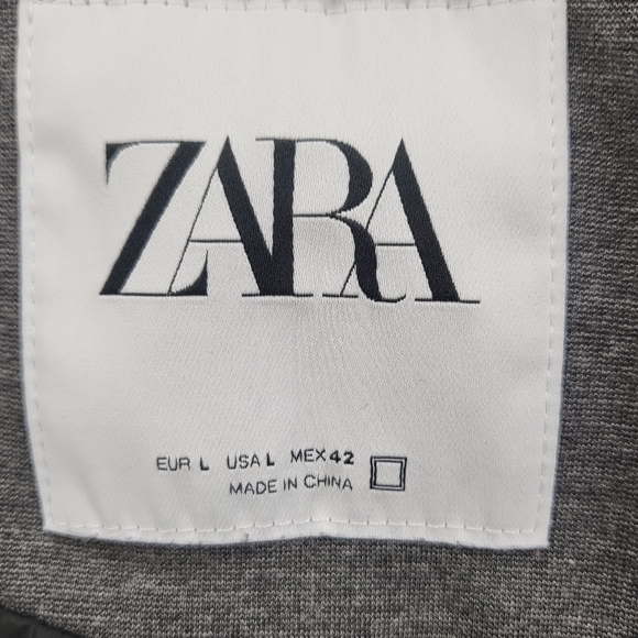 Zara Faux Suede Combined Bomber Jacket In Black/Gray Size XL - Picture 3 of 9